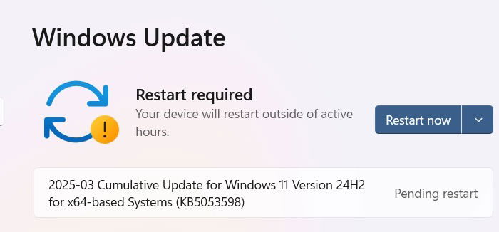 Patch Tuesday update For Windows 11, Version 24h2 For X64 Based Systems Kb5053598, March11, 2025