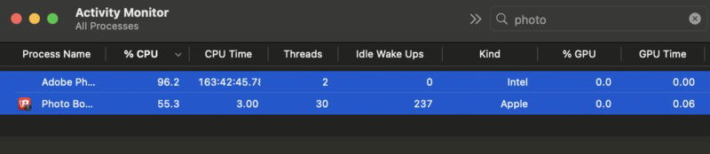 Activity Monitor Search Bar