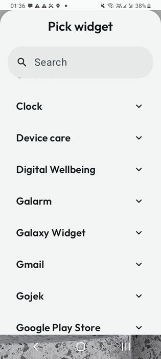 Picking the various Android apps as widgets in Kvaesitso.