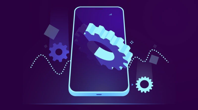 a phone with cog wheel in the middle