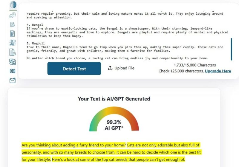 Analzying AI generated text.