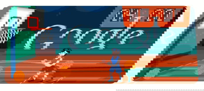 Basketball Google game view in browser.