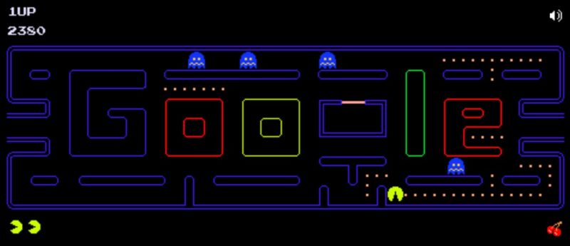 Playing Pac Man in Google search. 