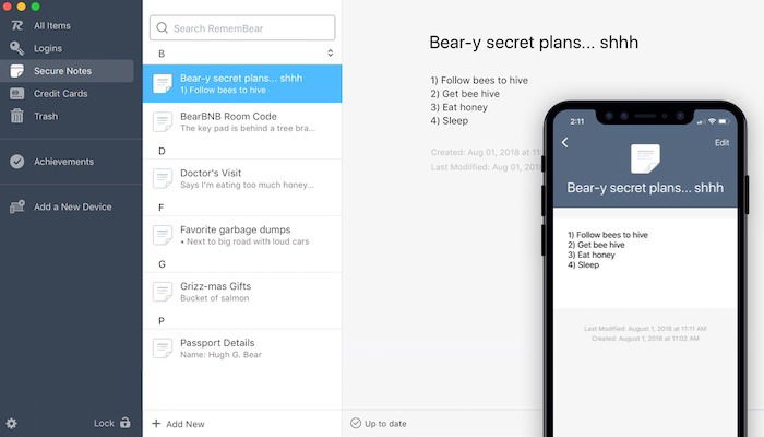 Best Password Manager Remembear Notes