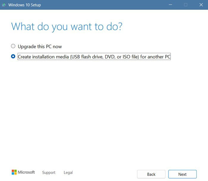 Create Installation Media for Windows10 on a USB drive.