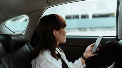 Calm Woman Using Phone In Car Pexels Ketut Subiyanto