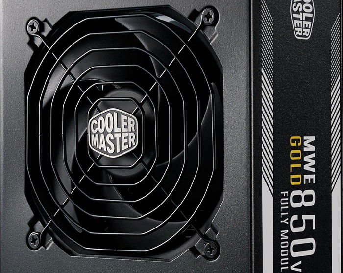 A Power supply unit by Cooler Master with semi-fanless operation in specifications.