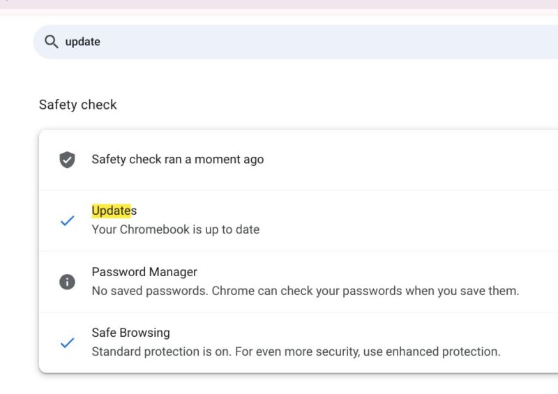 Chromebook Check For Update