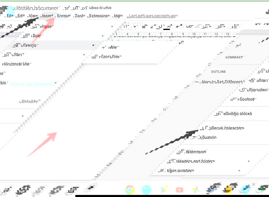 Inserting a special character in Google Docs.