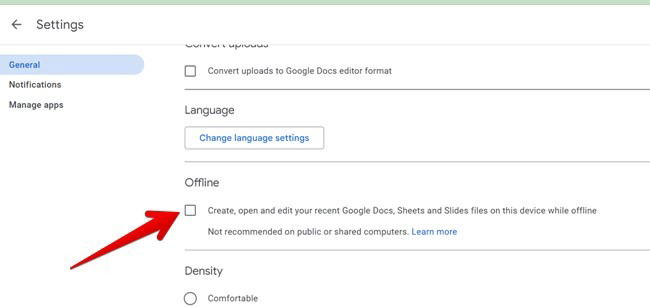 Uncheck "Create, open, edit your recent Google Docs" option on Chromebook.