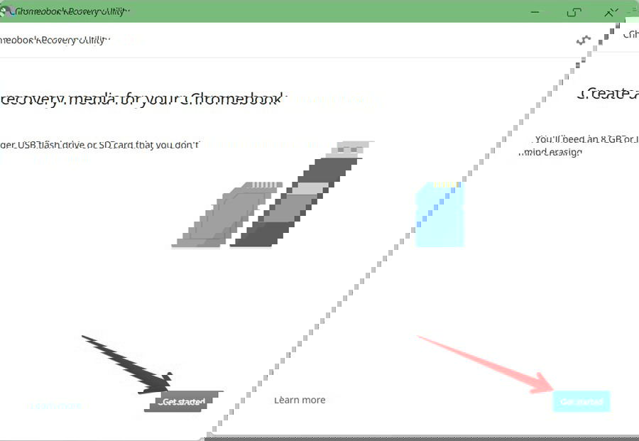 Chromebook Recovery Tool Start