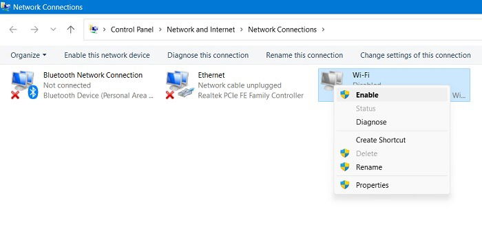 Common Windows Problems Solution Control Panel Wi Fi Settings Enabled Rightclick