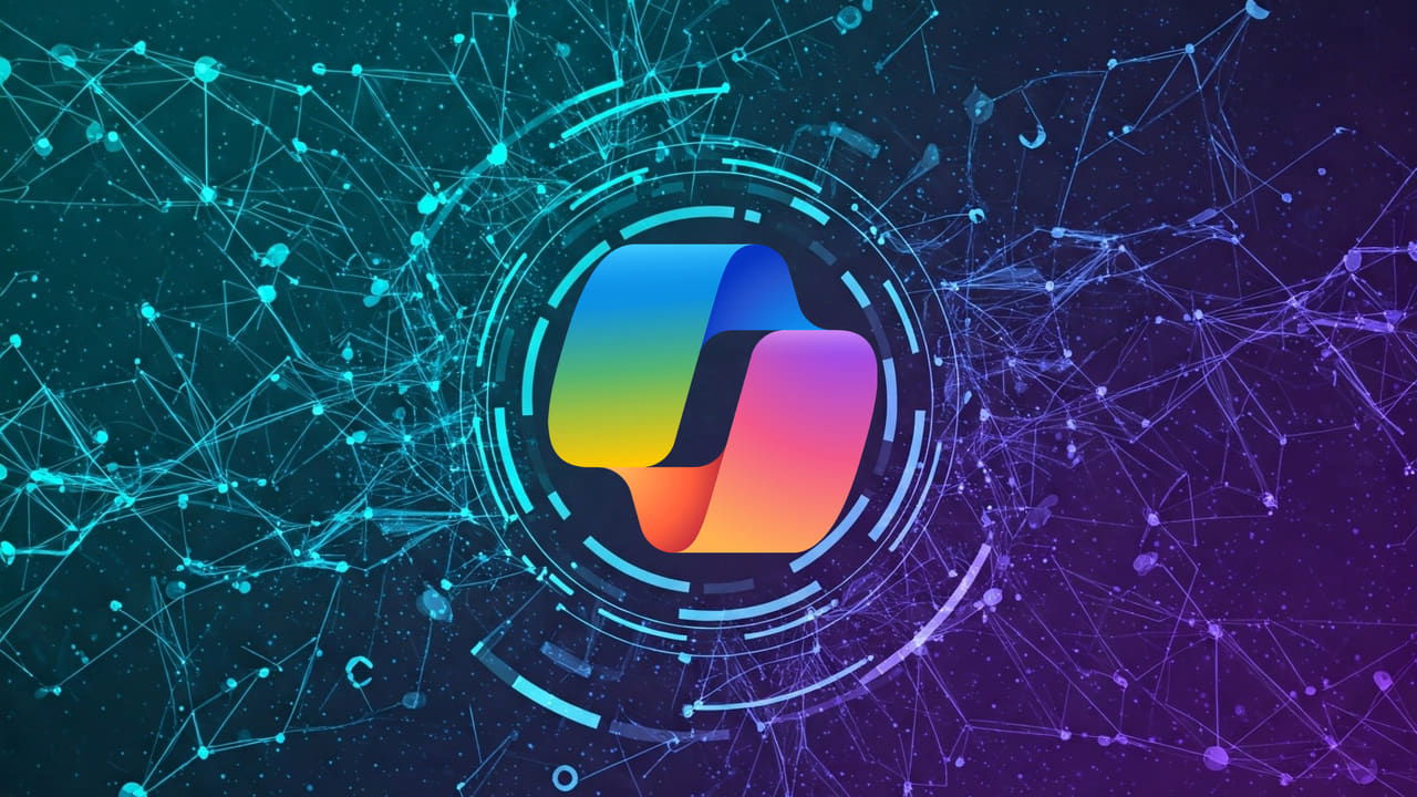 Copilot icon with background showing neural activity