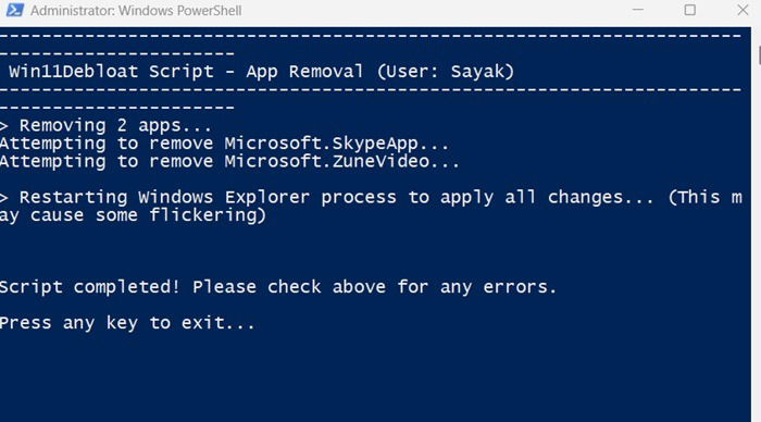 Programs like Skype and Zune Video removed from PowerShell using a script.