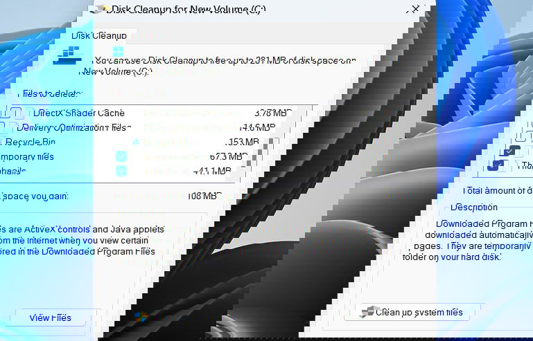 Windows Disk Cleanup main interface