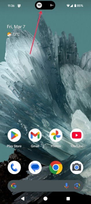 Dynamic island view using in Dynamic Notification app.