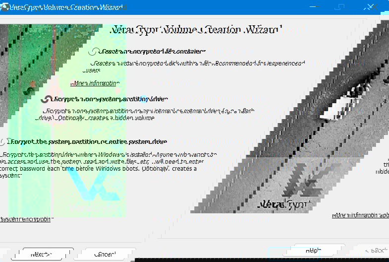 Encrypt a non-system partition drive in Windows for VeraCryptg.