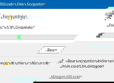 Encrypting USB in progress. 
