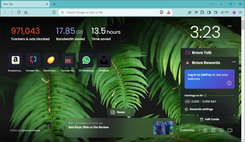 Screenshot of Brave browser window