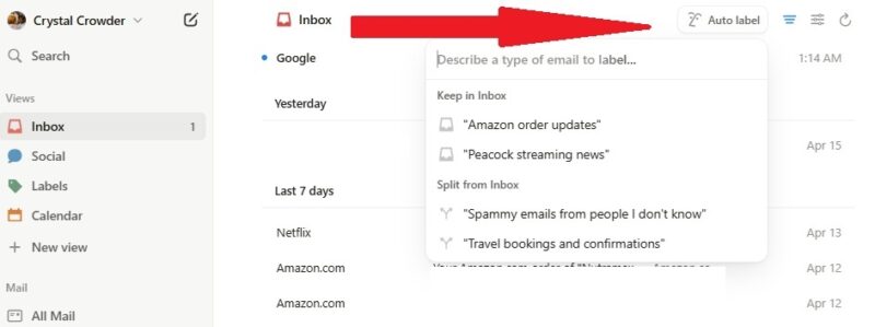 Setting up Auto labels in Notion Mail.
