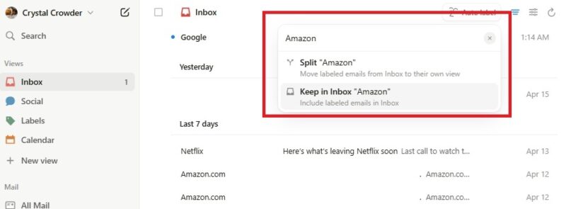 Filtering Amazon messages.