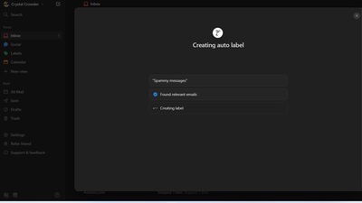 Creating a label in Notion Mail.
