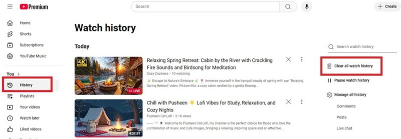Delete YouTube watch history.
