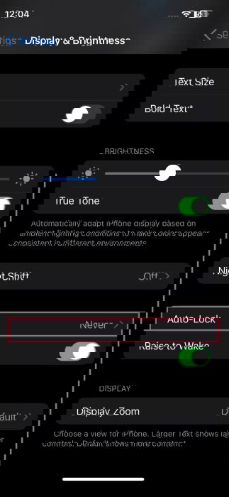 Tapping on Auto-Lock option in iPhone settings.