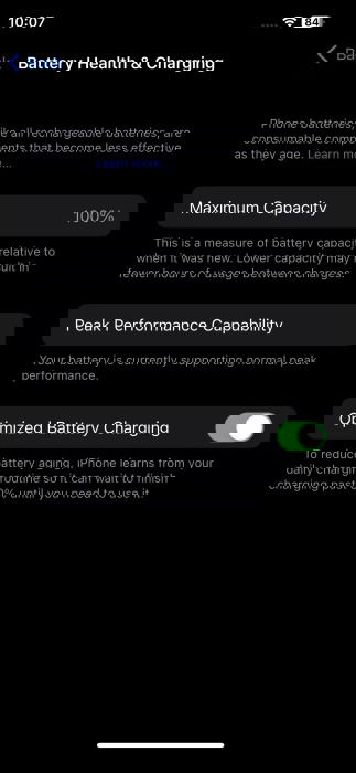 Checking out Battery Health & Charging section on iPhone.