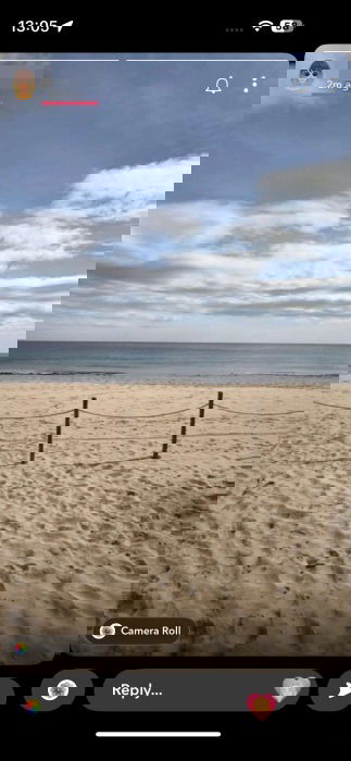 Live snap with lens viewed as story in Snapchat. 