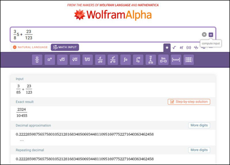 Math Calculation Wolfram
