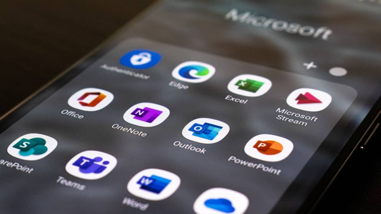 Microsoft 365 apps on phone.