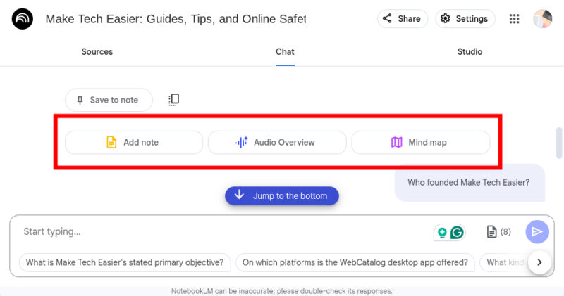More Options In Notebooklm
