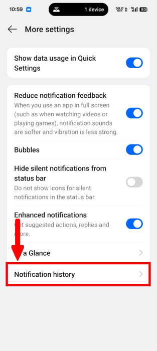 Notification History Setting In Android