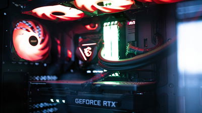 Insides of CPU with RGB fans