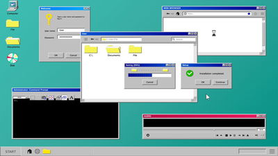 emulating old windows interface with basic app dialogues showing
