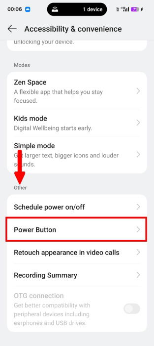 Power Button Settings In Android