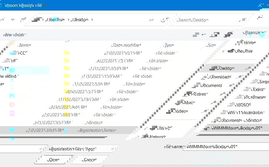 Import a registry key from a saved location on your computer. 