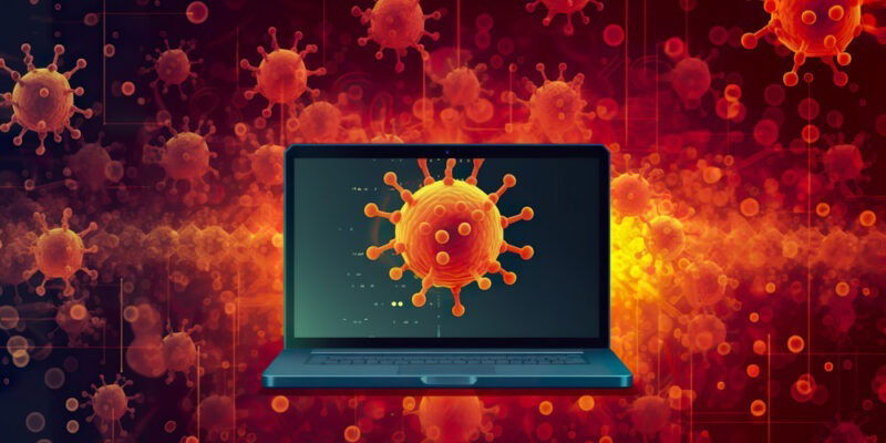 virus on laptop screen