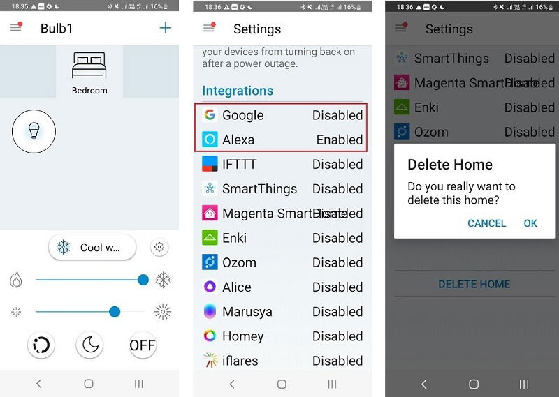 Delete the previous settings of a smart bulb.