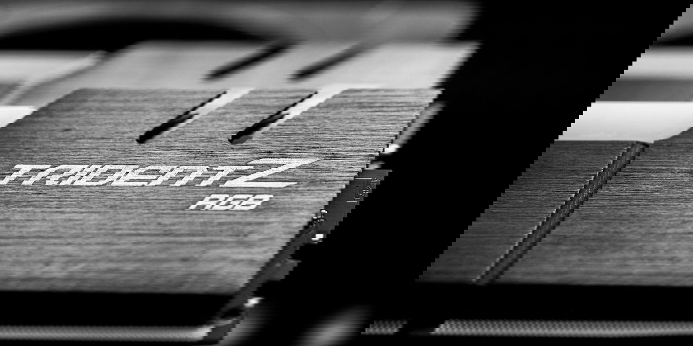 Close up of a grey desktop RAM stick