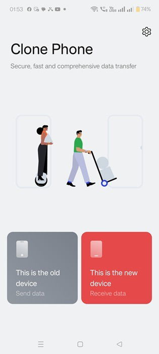 Clone phone from an old device to a new one by selecting the old device.