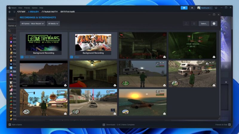 Steam Recordings And Screenshots