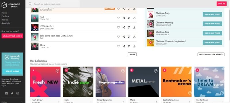 Listening to music free on Jamendo.