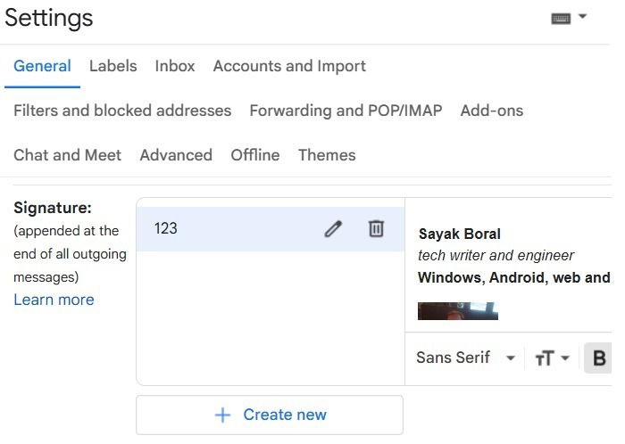 Gmail signature on a web browser is now carried over everywhere.