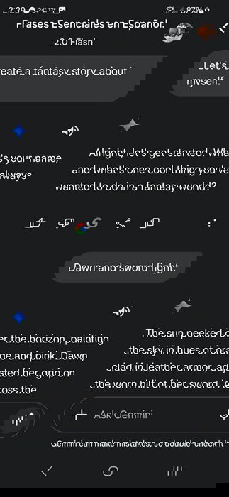 Transcript of a story using a Live chat with Gemini.