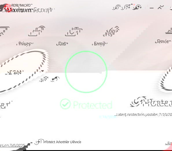 Trend Micro Premium Security main dashboard window on desktop.