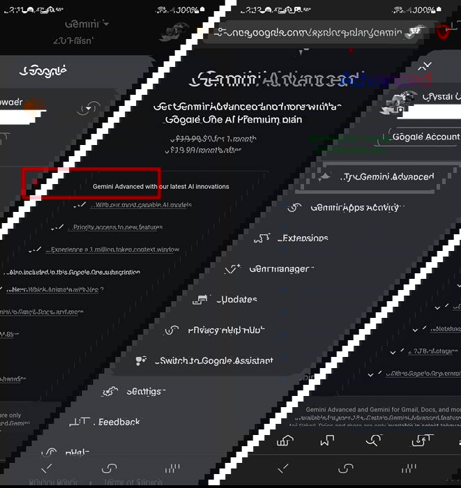Get a one month free trial of Gemini Advanced.