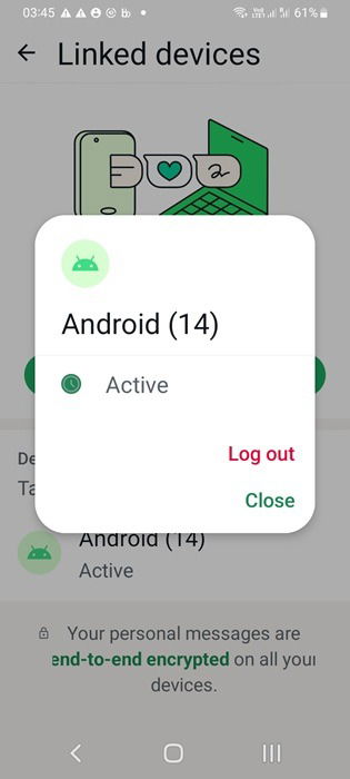 Logging out from a WhatsApp account on a companion device remotely using the Primary WhatsApp.