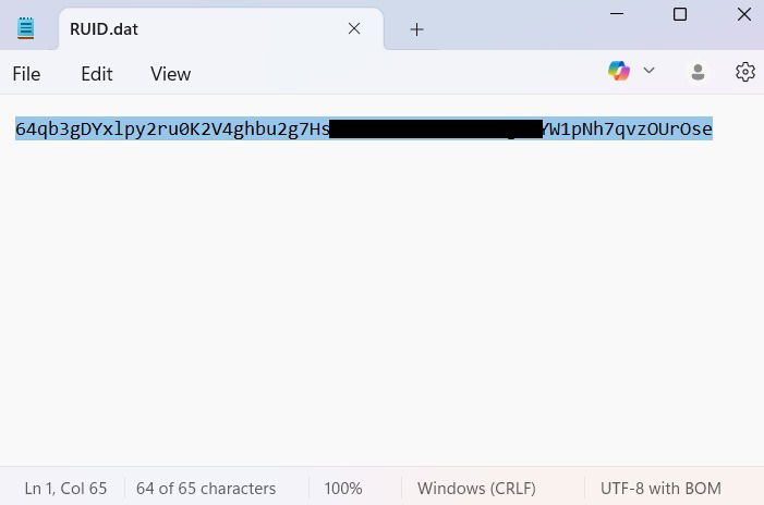 Reading an alphanumeric backdoor key to access device in case USB is lost.
